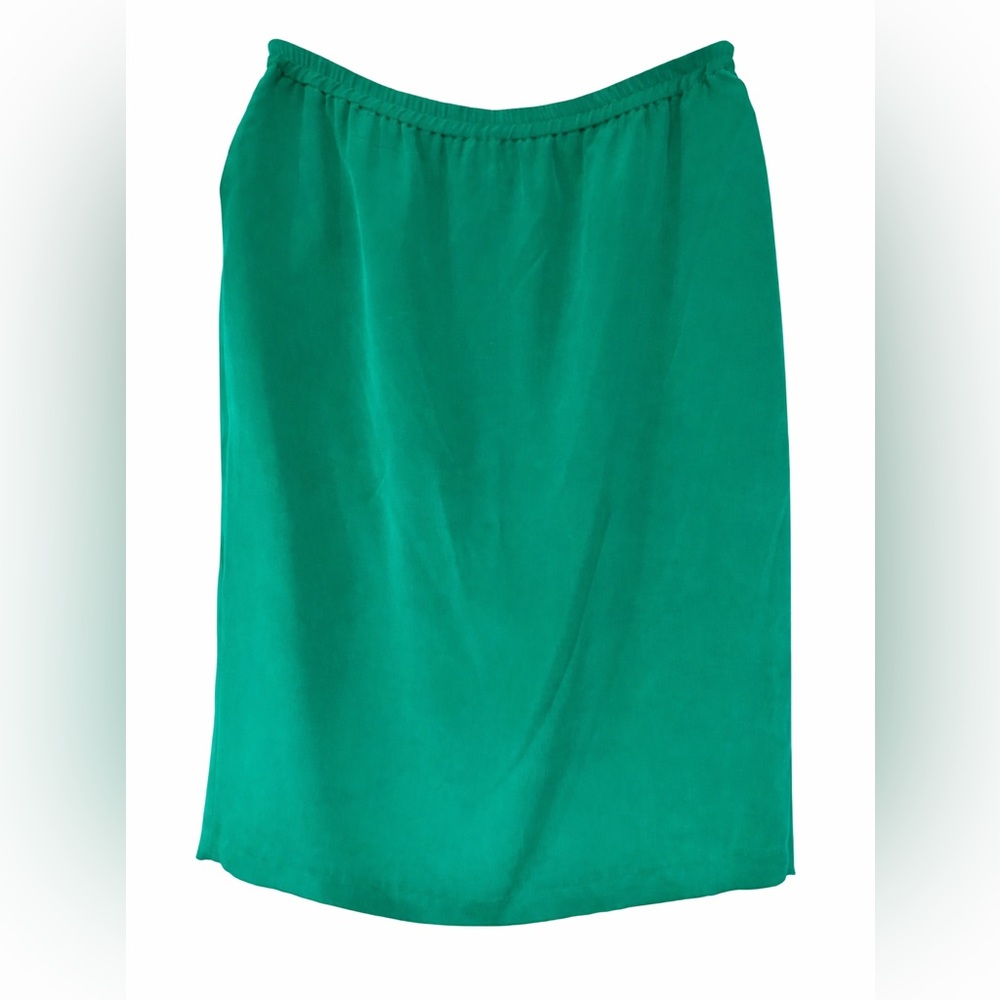 Adrianna Papell Feminine Silk Jade Green Curvy, Plus 20W Lined Knee Pencil Skirt